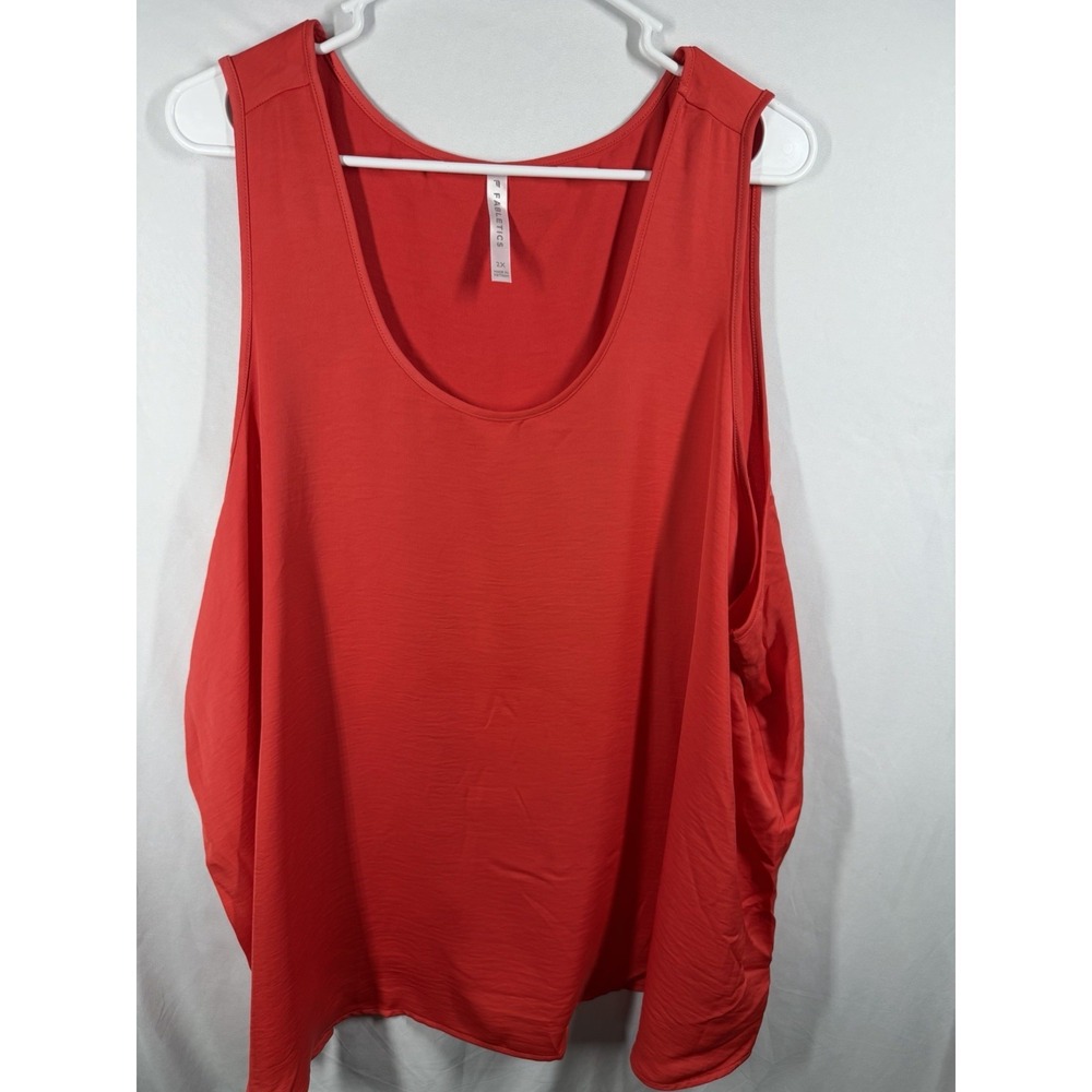 Fabletics 2X Red Tank Top Plus Size Scoop Neck Sleeveless Activewear Gold Logo